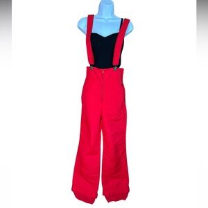 Vintage Roffe Red Snow Bibs Women’s Small Retro Ski Pants